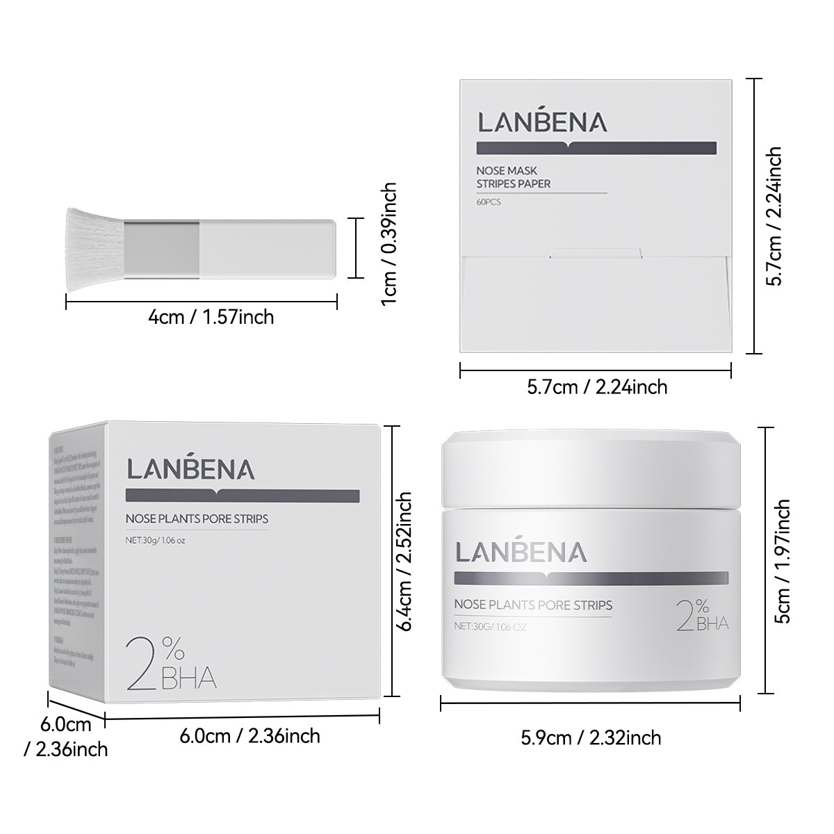 LAMBÉNA Crème + 60 Bandes - Masque pour éliminer les points noirs sur le visage et le nez