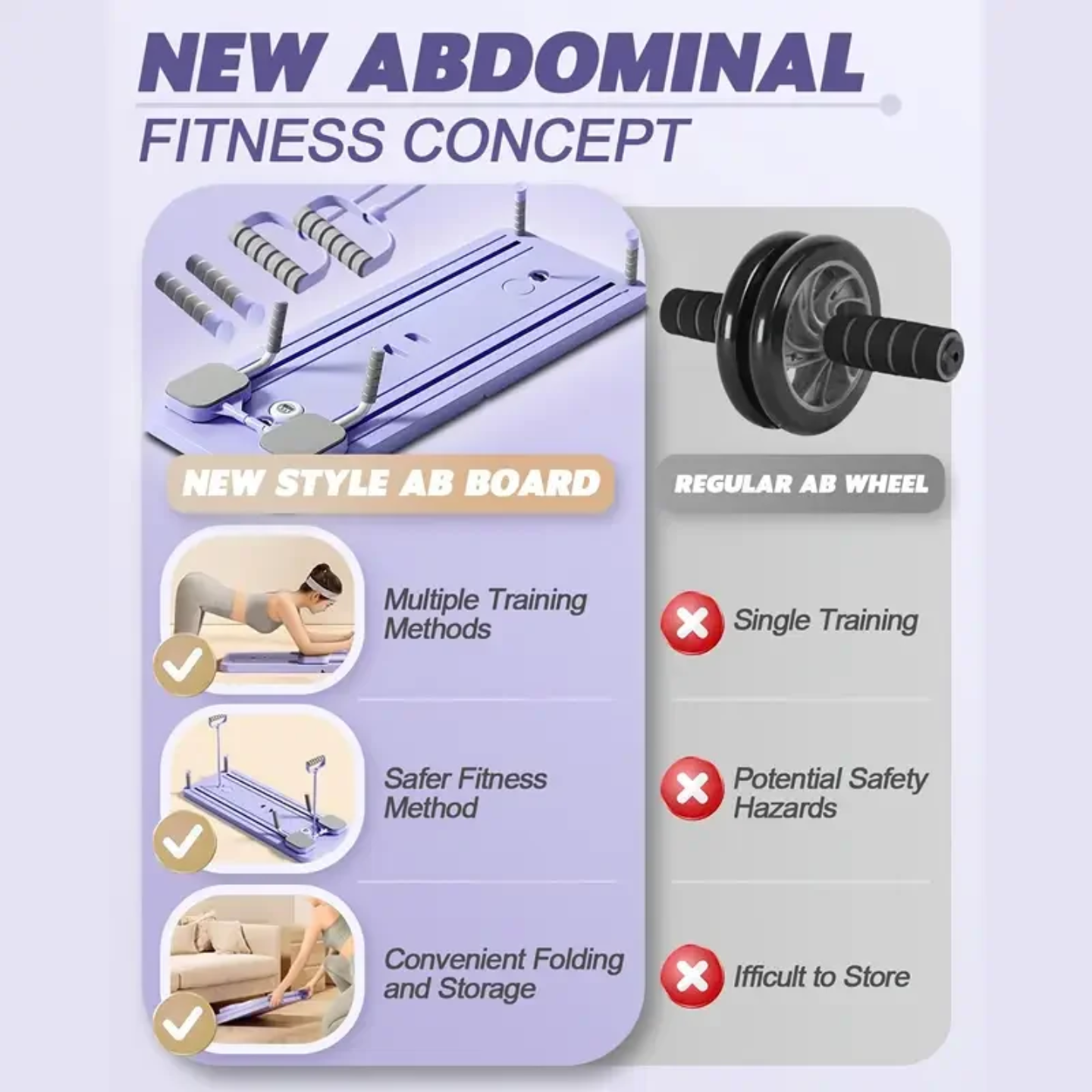 Abdos Pilates 8 en 1 - Portable - Entraîneur Abdos/Core avec Rouleau Auto-Rebond, Bandes de Résistance & Planche Réglable - Fitness Domicile