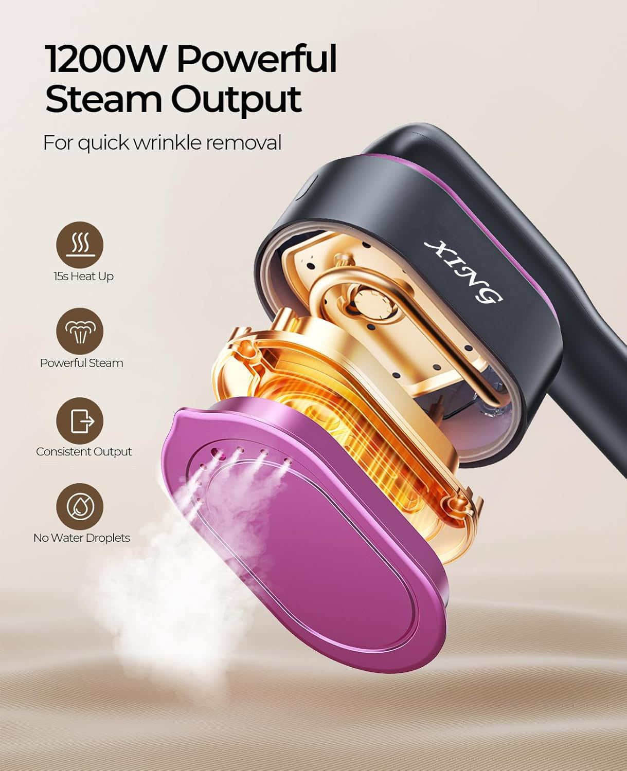 Fer à Repasser et défroisseur à Vapeur Professionnel  2 en 1 pour Vêtements, 1200W, Chauffage en 15s, Réservoir 100ml, 5 Modes pour Voyage, Maison