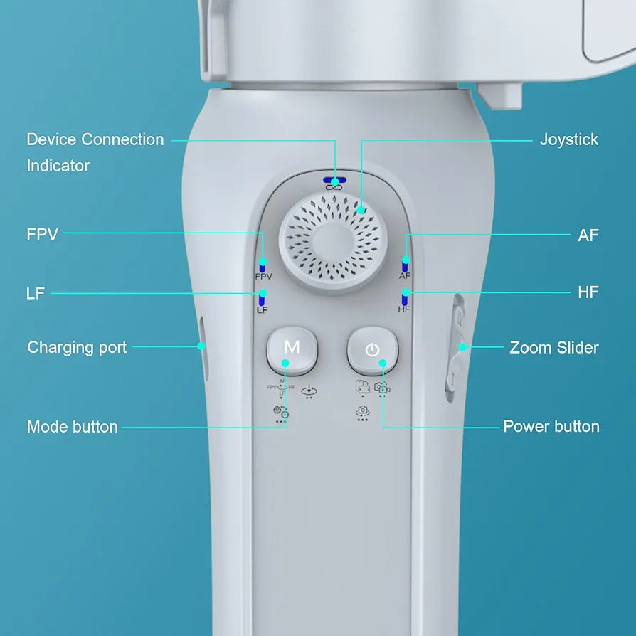 Stabilisateur L7B Pro Plus + pour iPhone, Android, Suivi de mouvement, Éclairage, à 3 axes, Barre d’extension et trépied intégrés