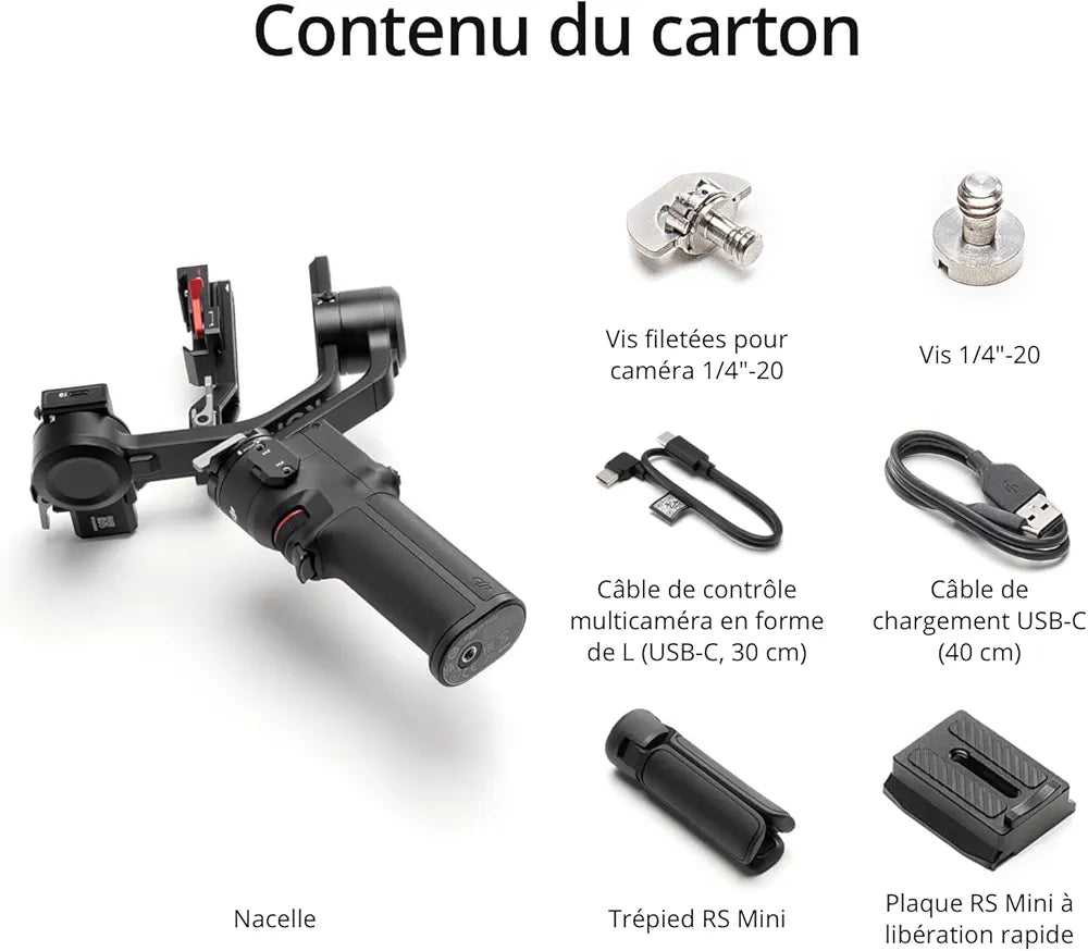 DJI RS 3 Mini, stabilisateur léger à nacelle 3 Axes pour Canon/Sony/Panasonic/Nikon/Fujifilm, Charge utile recommandée de 2 kg, contrôle obturateur par Bluetooth, Prise de Vue Verticale Native