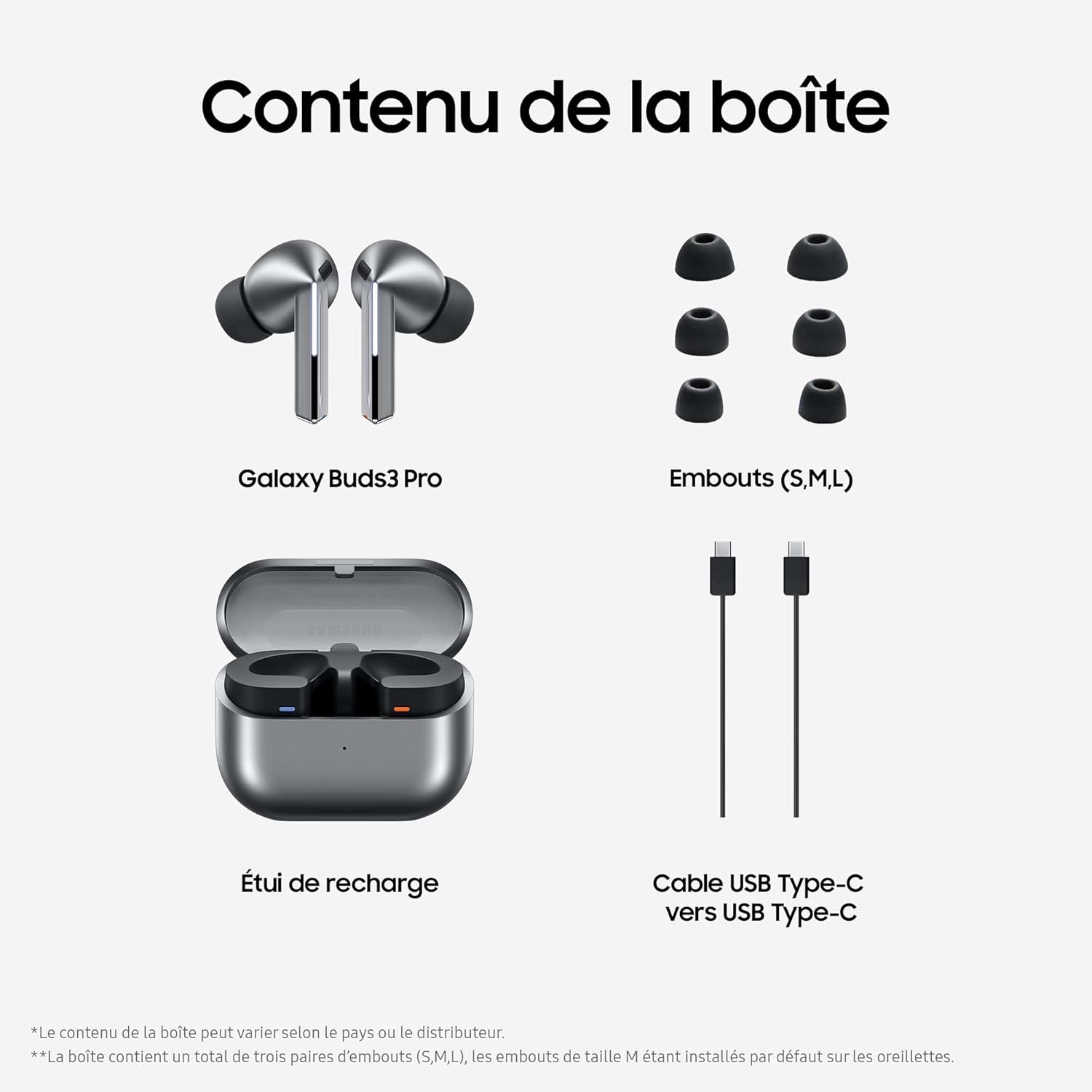 Samsung Galaxy Buds3 Pro, Écouteurs sans Fil, Bluetooth, Argent sans boite de charge