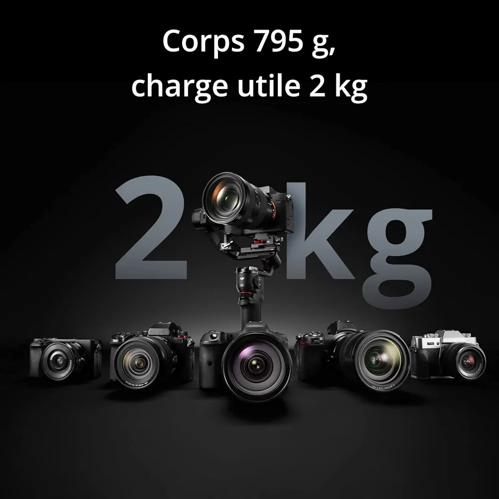 DJI RS 3 Mini, stabilisateur léger à nacelle 3 Axes pour Canon/Sony/Panasonic/Nikon/Fujifilm, Charge utile recommandée de 2 kg, contrôle obturateur par Bluetooth, Prise de Vue Verticale Native