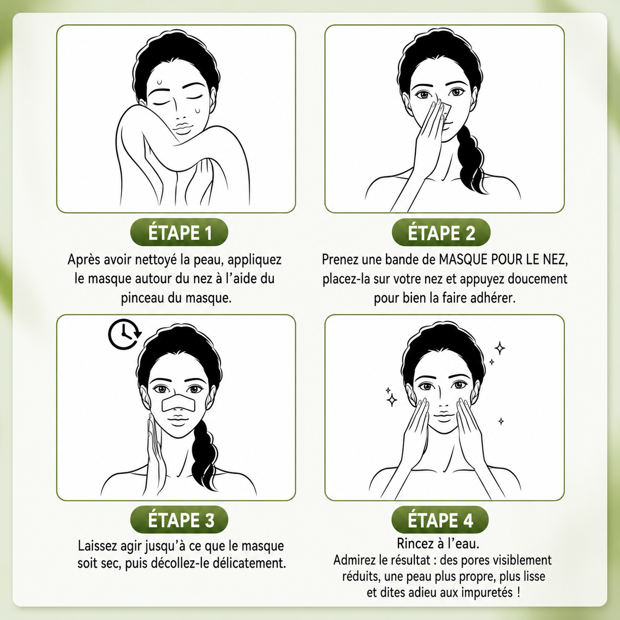 LAMBÉNA Crème + 60 Bandes - Masque pour éliminer les points noirs sur le visage et le nez