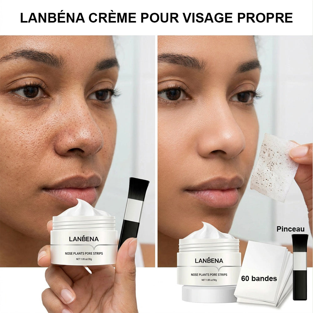 LAMBÉNA Crème + 60 Bandes - Masque pour éliminer les points noirs sur le visage et le nez
