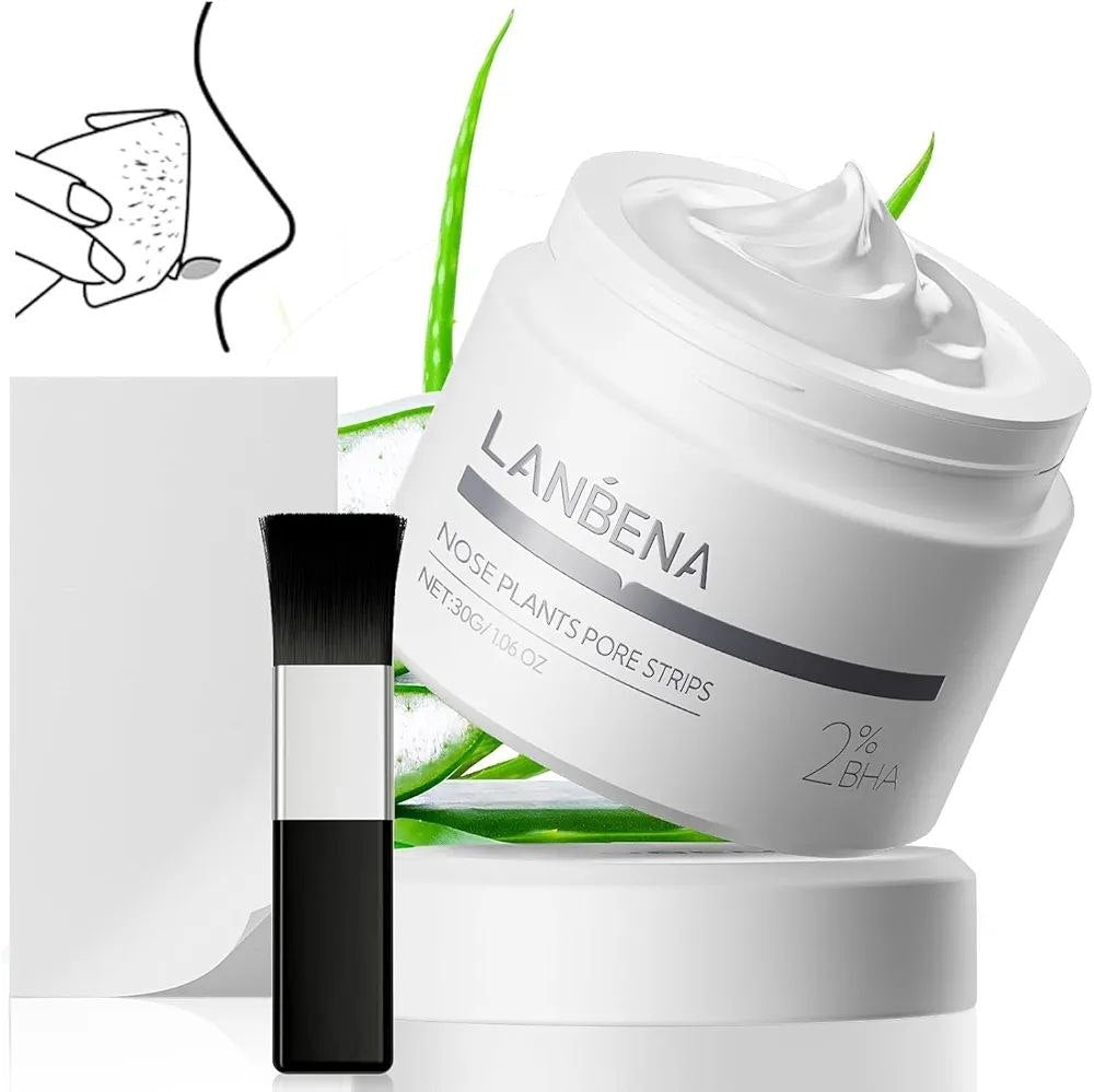 LAMBÉNA Crème + 60 Bandes - Masque pour éliminer les points noirs sur le visage et le nez