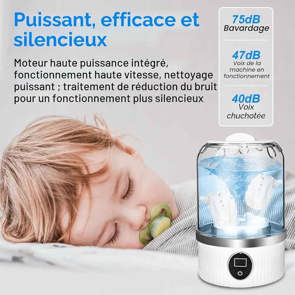 Mini machine à laver sans fil rechargeable 1,2L pour sous-vêtements, soutien-gorge, chaussettes etc.
