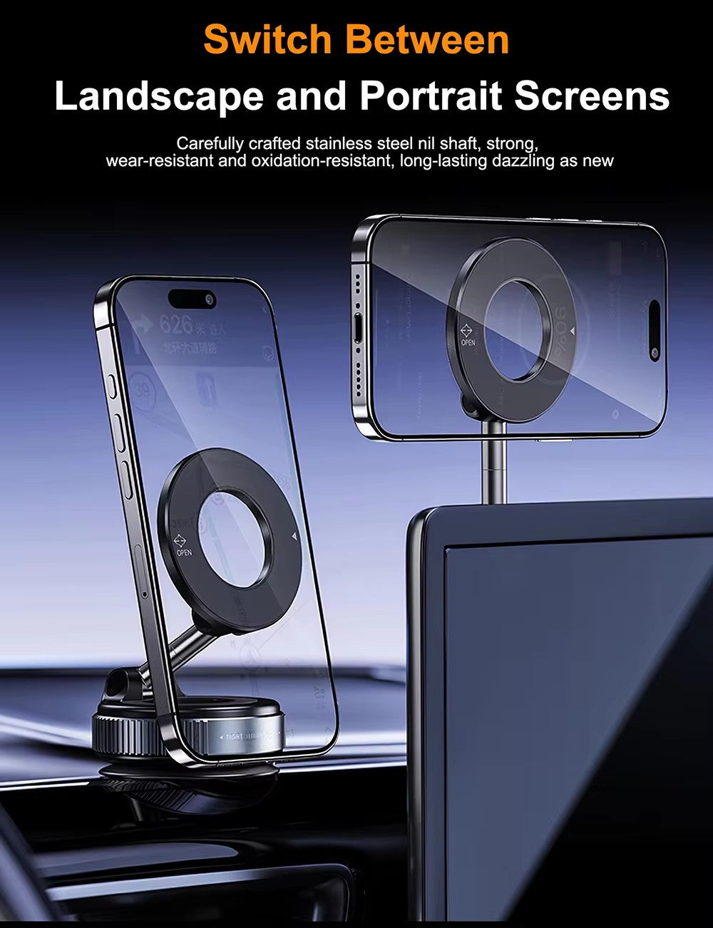 Support de téléphone magnétique à ventouse pour Magsafe, réglable à 360°, format de poche, pliable pour votre voiture, pour tous